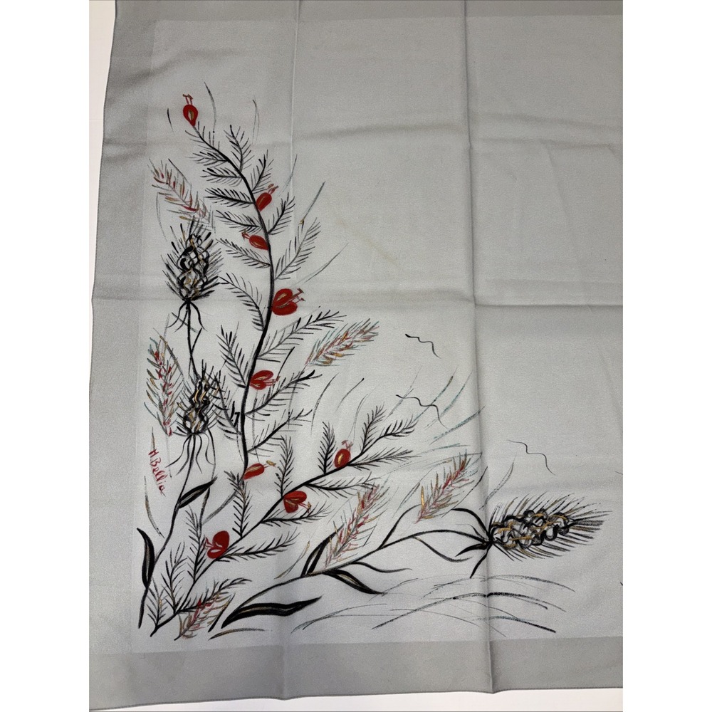 Vintage Women's M. Bellia Gray Scarf 1970's 29 X 29"
